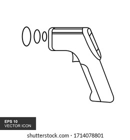 Contorno Termómetro infrarrojo con fondo blanco. Ilustración vectorial.