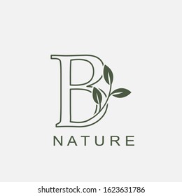 Outline Initial Letter B  Nature Leaf  logo icon vector design concept luxury floral leaf  for luxuries or nature business identity.
