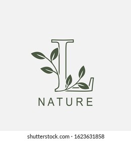 Outline Initial Letter L Nature Leaf  logo icon vector design concept luxury floral leaf  for luxuries or nature business identity.