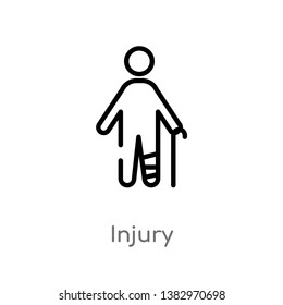 outline injury vector icon. isolated black simple line element illustration from health and medical concept. editable vector stroke injury icon on white background