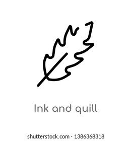 outline ink and quill vector icon. isolated black simple line element illustration from greece concept. editable vector stroke ink and quill icon on white background