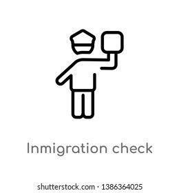 outline inmigration check point vector icon. isolated black simple line element illustration from maps and flags concept. editable vector stroke inmigration check point icon on white background