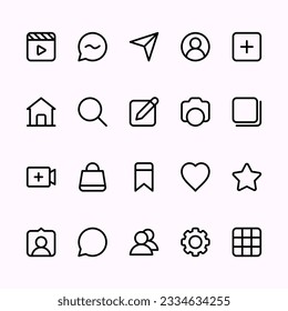 Ilustración vectorial del paquete de iconos de instagram de esquema