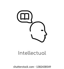 outline intellectual vector icon. isolated black simple line element illustration from education concept. editable vector stroke intellectual icon on white background