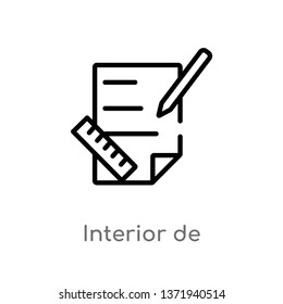outline interior de vector icon. isolated black simple line element illustration from construction concept. editable vector stroke interior de icon on white background