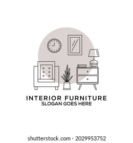 Outline Interior Furniture Logo Design Vector Stock Vector (Royalty ...