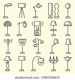 OUTLINE INTERIOR LAMP ICON SET