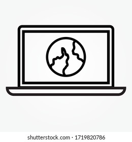 esquema vectorial de icono de computadora internacional 