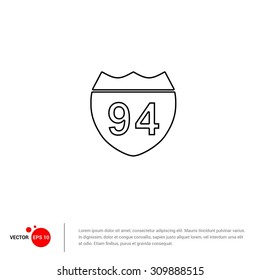 Outline Interstate 94 Highway Sign Icon Stock Vector (Royalty Free ...