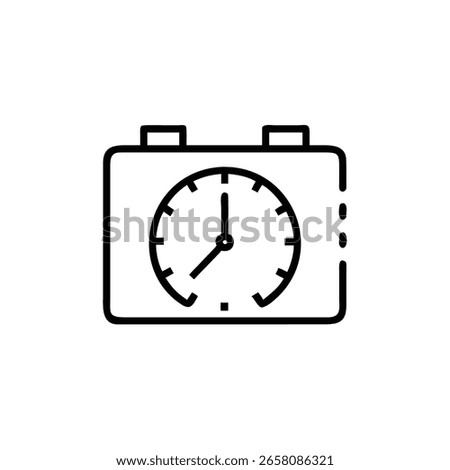 Outline interval timer icon with clock face two buttons vector
