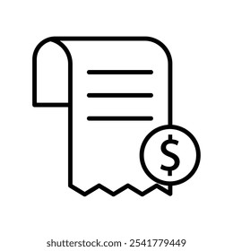 Kontur Rechnung Symbol Vektordesign einzeln auf weißem Hintergrund