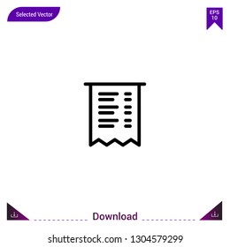 Outline invoice icon isolated on white background. Line pictogram. mobile application, logo, user interface. Editable stroke. EPS10 format vector