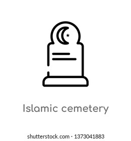 outline islamic cemetery vector icon. isolated black simple line element illustration from buildings concept. editable vector stroke islamic cemetery icon on white background