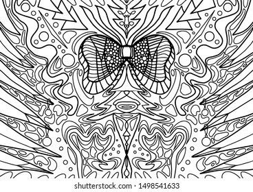 Outline isolate on white background. Christmas elegant lines and lightness. New year coloring for kids and adults. Beautiful drawings with patterns and small details. Vector illustration.