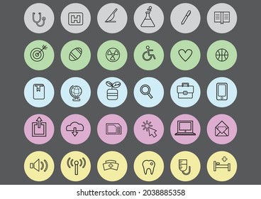 Outline isolated signs for mobile and web, pictograms. Linear icons set of business, media, media,  MobilePolice  Web icons, Camping, graphic and web design collection logo vector illustration