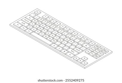 Contornar teclado isométrico com letras em estilo volumétrico minimalista
