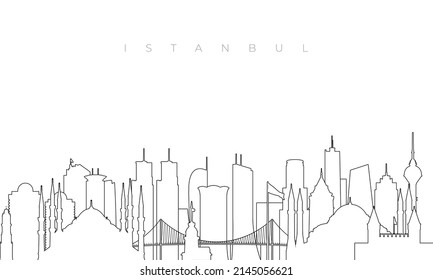 Outline Istanbul skyline. Trendy template with Istanbul city buildings and landmarks in line style. Stock vector design. 