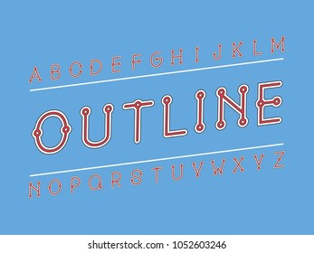 Outline italic font.  Vector alphabet letters. Typeface design. 