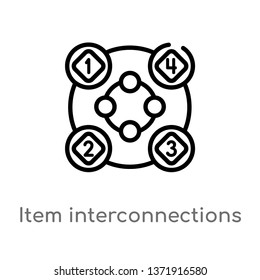 outline item interconnections vector icon. isolated black simple line element illustration from business concept. editable vector stroke item interconnections icon on white background