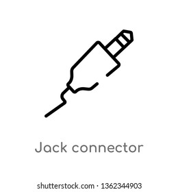 outline jack connector vector icon. isolated black simple line element illustration from music concept. editable vector stroke jack connector icon on white background