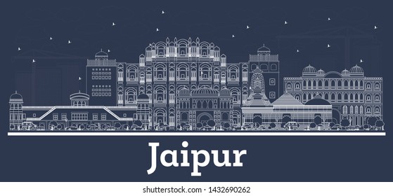 Outline Jaipur India City Skyline White Stock Vector (Royalty Free ...