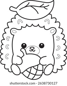 Outline of Japanese diary kawaii cute hedgehog illustrations.
outline of hedgehog bring a peanuts
