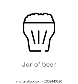 outline jar of beer vector icon. isolated black simple line element illustration from food concept. editable vector stroke jar of beer icon on white background