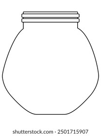 Outline jar with extended bottom, outline of storage container in linear style vector illustration