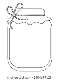 Outline jar of jam without label, simple coloring page vector illustration for kids activity