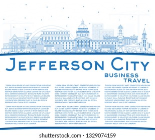 Outline Jefferson City Missouri Skyline Blue Stock Vector (Royalty Free ...