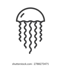 Outline jelly fish icon isolated flat style design vector illustration on white background.