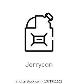 outline jerrycan vector icon. isolated black simple line element illustration from alert concept. editable vector stroke jerrycan icon on white background