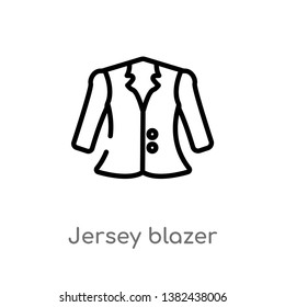outline jersey blazer vector icon. isolated black simple line element illustration from clothes concept. editable vector stroke jersey blazer icon on white background