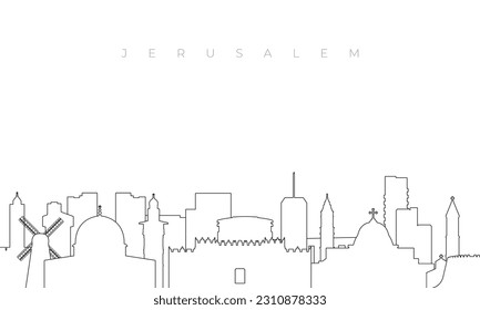 Outline Jerusalem skyline. Trendy template with Jerusalem buildings and landmarks in line style. Stock vector design. 