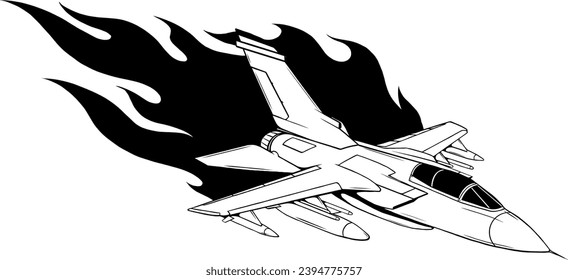 outline jet fighter vector design