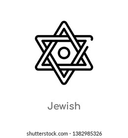 outline jewish vector icon. isolated black simple line element illustration from magic concept. editable vector stroke jewish icon on white background