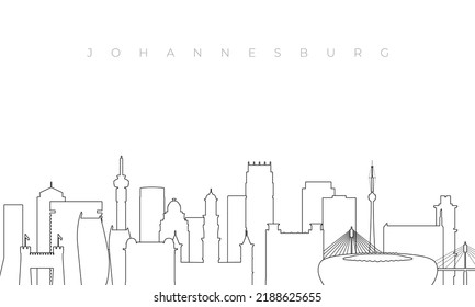 Outline Johannesburg skyline. Trendy template with Johannesburg city buildings and landmarks in line style. Stock vector design. 