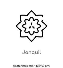 outline jonquil vector icon. isolated black simple line element illustration from nature concept. editable vector stroke jonquil icon on white background