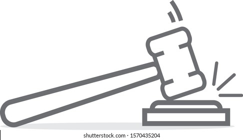 Outline judge hammer icon. Linear gavel vector isolated on white. Judgement hammer icon in flat style. For auction hammer, judge logo, gavel bid, court sign and law symbol. Thin line judge hammer icon