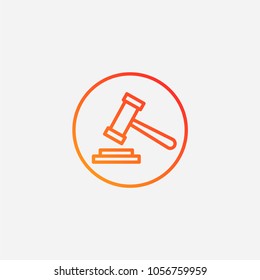Outline judge hammer icon.gradient illustration isolated vector sign symbol