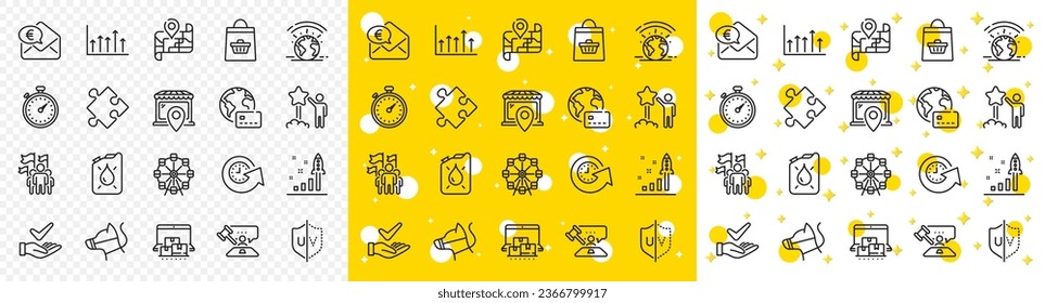 Outline Judge hammer, Star and Internet pay line icons pack for web with Update time, Online buying, Market location line icon. Online storage, Strategy, Development plan pictogram icon. Vector