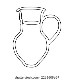 Outline jug vector icon. Pitcher outline vector icon. Jug hand drawn vector.