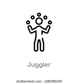 outline juggler vector icon. isolated black simple line element illustration from magic concept. editable vector stroke juggler icon on white background
