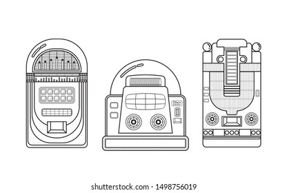 Outline Jukebox icon flat design music cartoon concept. vector, illustration