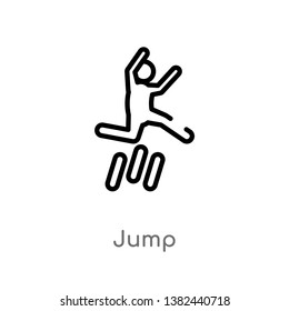 outline jump vector icon. isolated black simple line element illustration from entertainment concept. editable vector stroke jump icon on white background