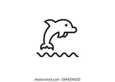 Contorno de um golfinho saltador. Simples ícone de animal marinho para temas marinhos ou aquáticos.