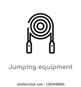 outline jumping equipment vector icon. isolated black simple line element illustration from gym equipment concept. editable vector stroke jumping equipment icon on white background