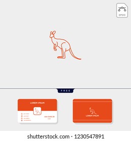 outline kangaroo creative logo template for corporate vector illustration, business card design template include