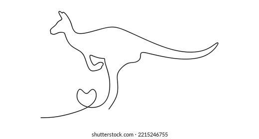 Outline kangaroo isolated. one line hand drawn kangaroo vector. eps10