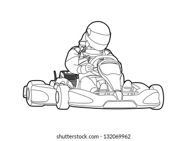 Outline Karting On White Background